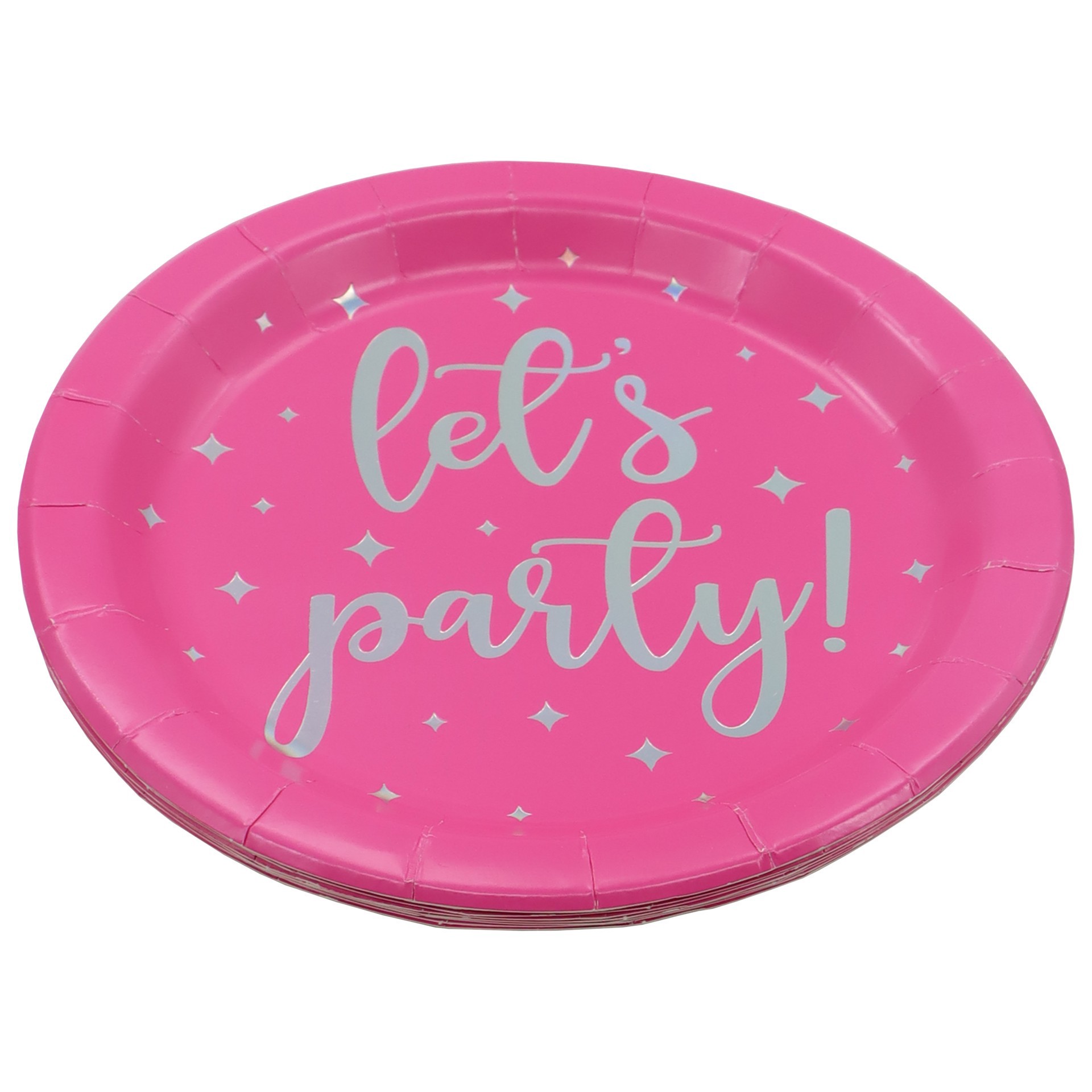slide 2 of 2, 7" Hot Pink Let's Party Snack Plates, 8ct. By Celebrate It, 8 ct