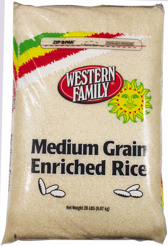 slide 1 of 1, Western Family Medium Grain Rice, 20 lb