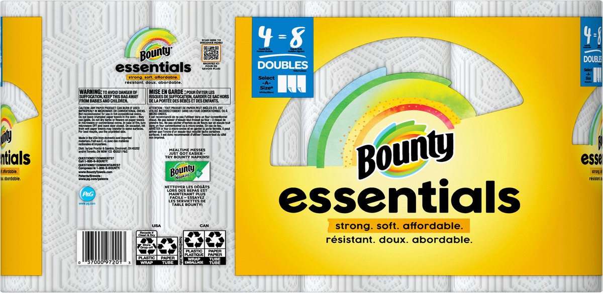 slide 4 of 5, Bounty Essentials Select-A-Size White Paper Towels, 4 ct