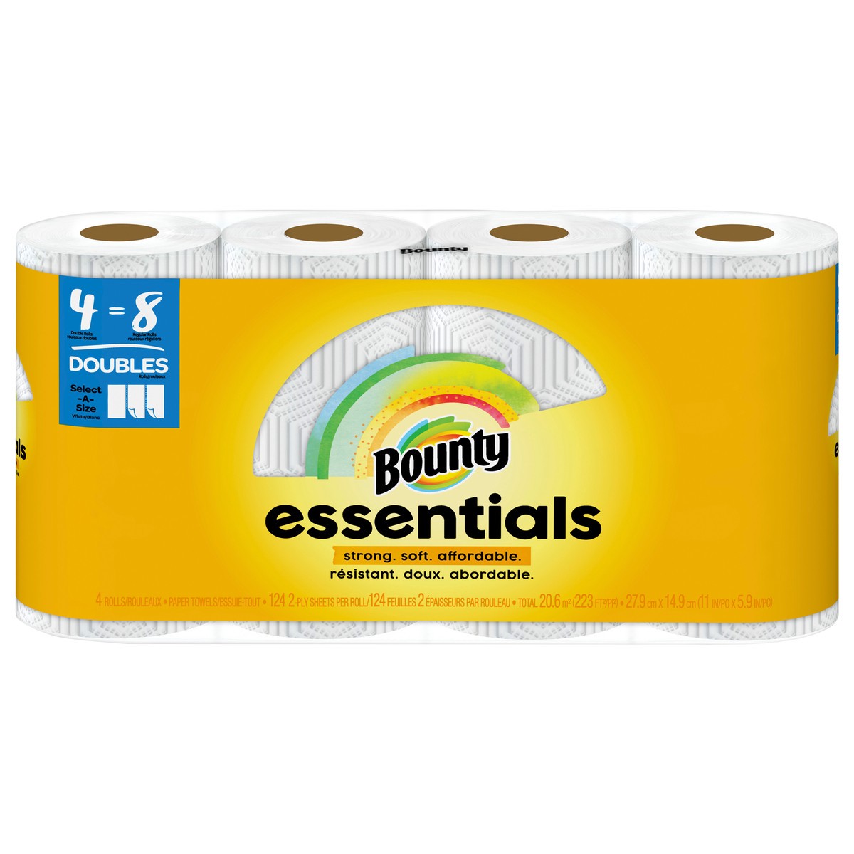 slide 1 of 5, Bounty Essentials Select-A-Size White Paper Towels, 4 ct