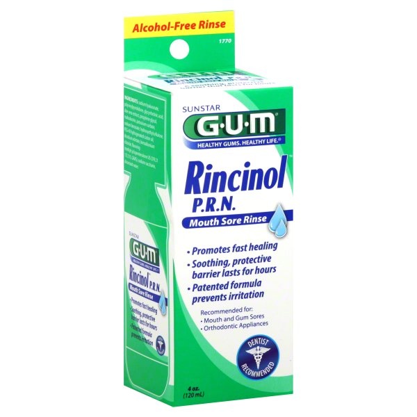 slide 1 of 1, Sunstar Gum Rincinol P.R.N Mouth Sore Rinse, 4 oz