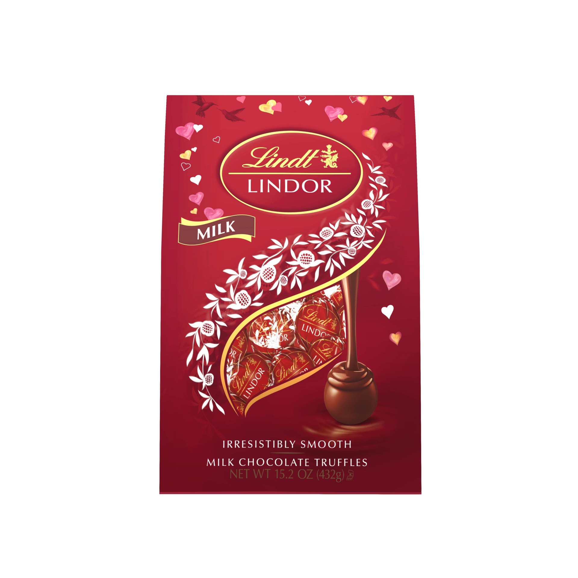 slide 1 of 1, Lindt Lindor Valentine Milk Chocolate Truffles, 15.2 oz