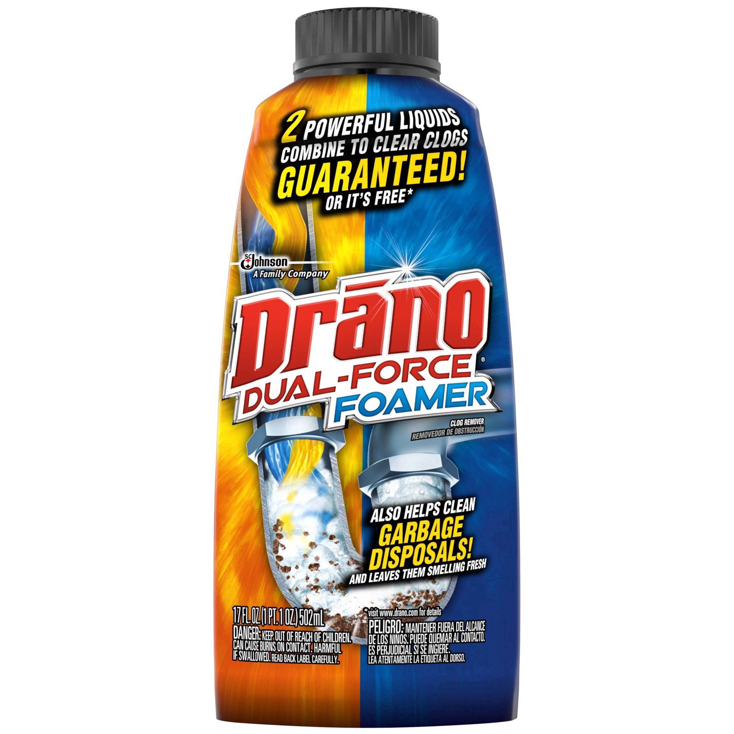 slide 3 of 17, Drano Dual-Force Clog Remover - 17oz, 17 oz