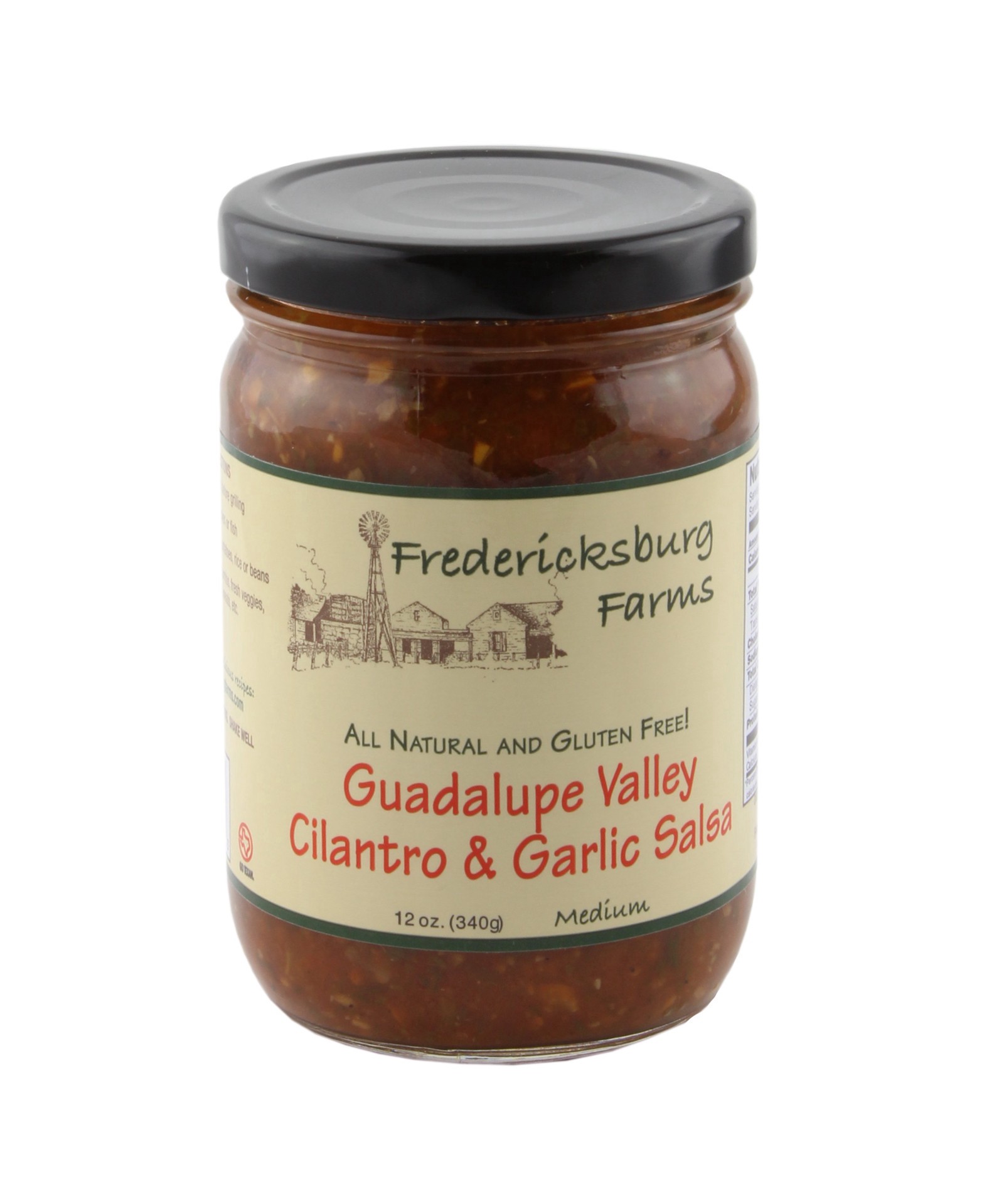 slide 1 of 1, Fredericksburg Farms Guadalupe Valley Cilantro & Garlic Salsa, 12 oz