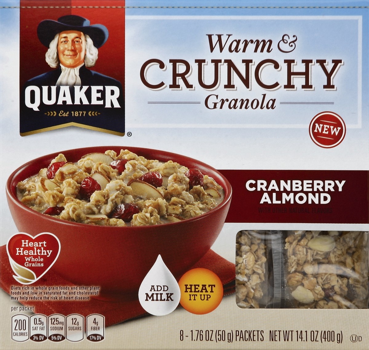slide 4 of 4, Quaker Warm & Crunchy Cranberry Almond Granola, 1.76 oz