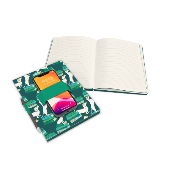 slide 3 of 4, Studio Oh! Casey Notebook With Phone Loop, 9-5/8"" X 7-1/8"", 1 Subject, College Rule, 192 Pages, Smart Pups, 1 ct
