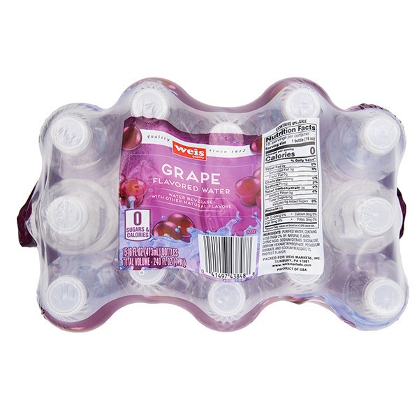slide 1 of 1, Weis Quality Grape 15 Count Flavored Water, 240 fl oz