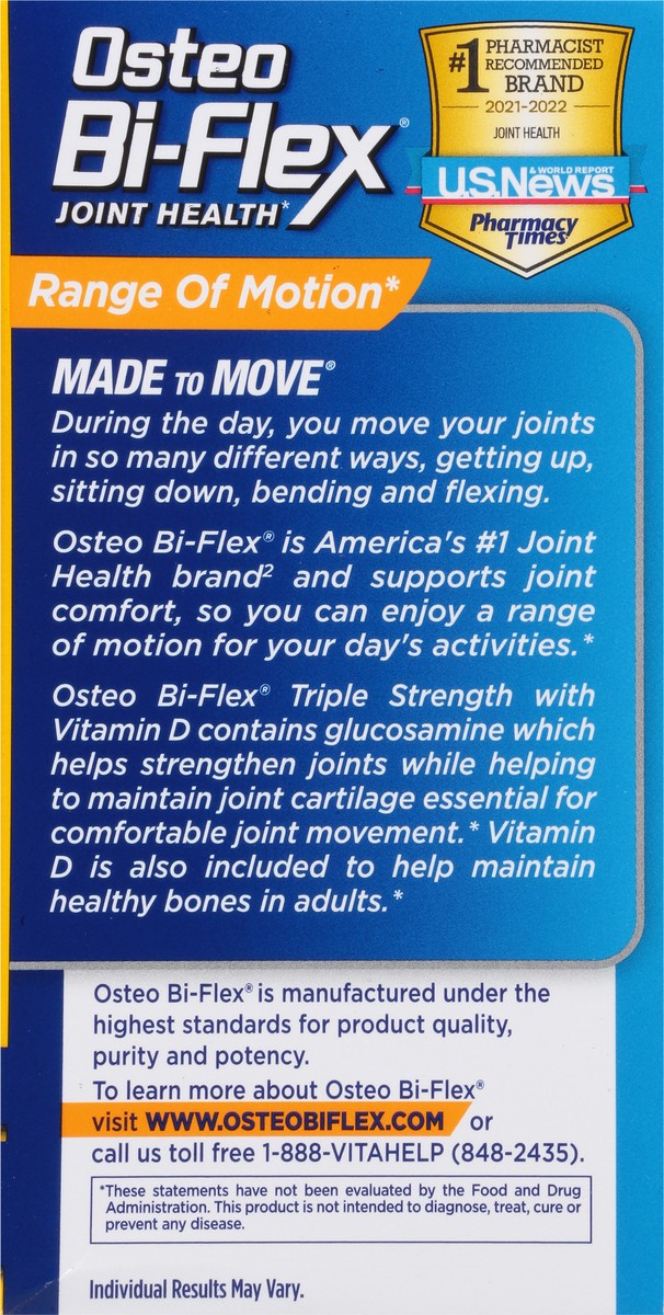 slide 8 of 9, Osteo Bi-Flex Triple Strength & Vitamin D Joint Health Dietary Supplement Coated Tablets, 80 ct