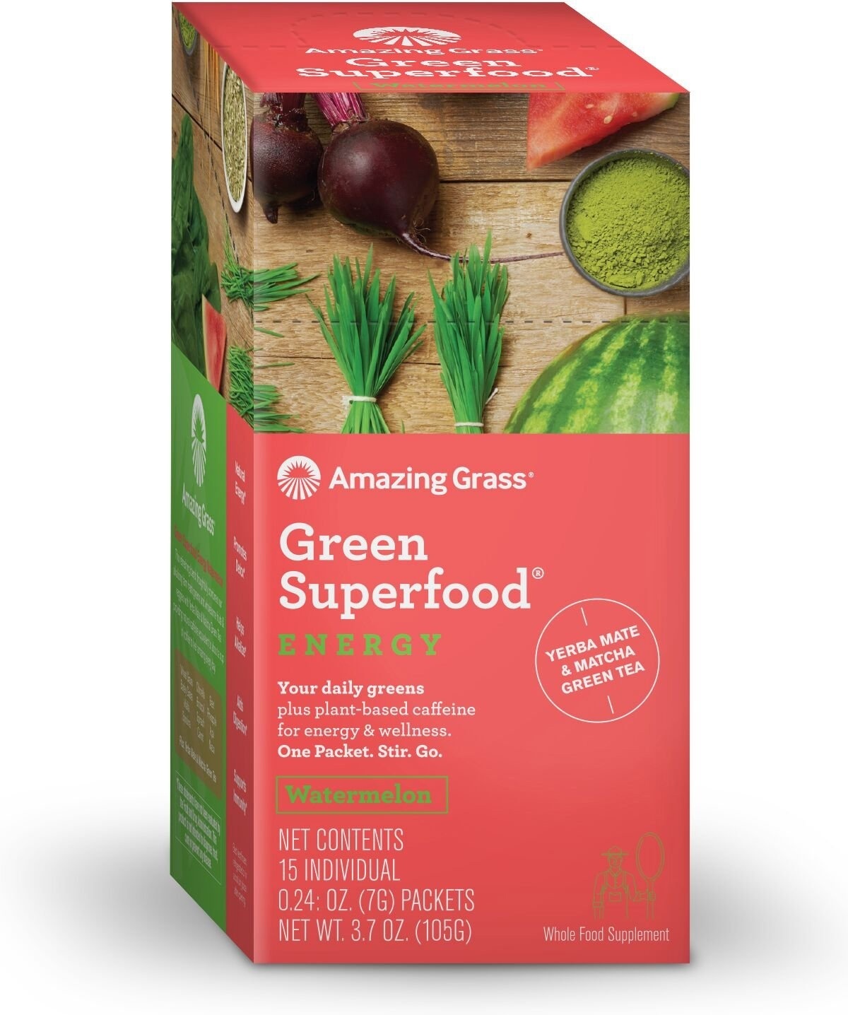 slide 1 of 1, Amazing Grass Green Superfood Watermelon Energy - 15 ct, 15 ct