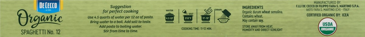 slide 12 of 14, De Cecco Spaghetti Organic Pasta, 12 oz