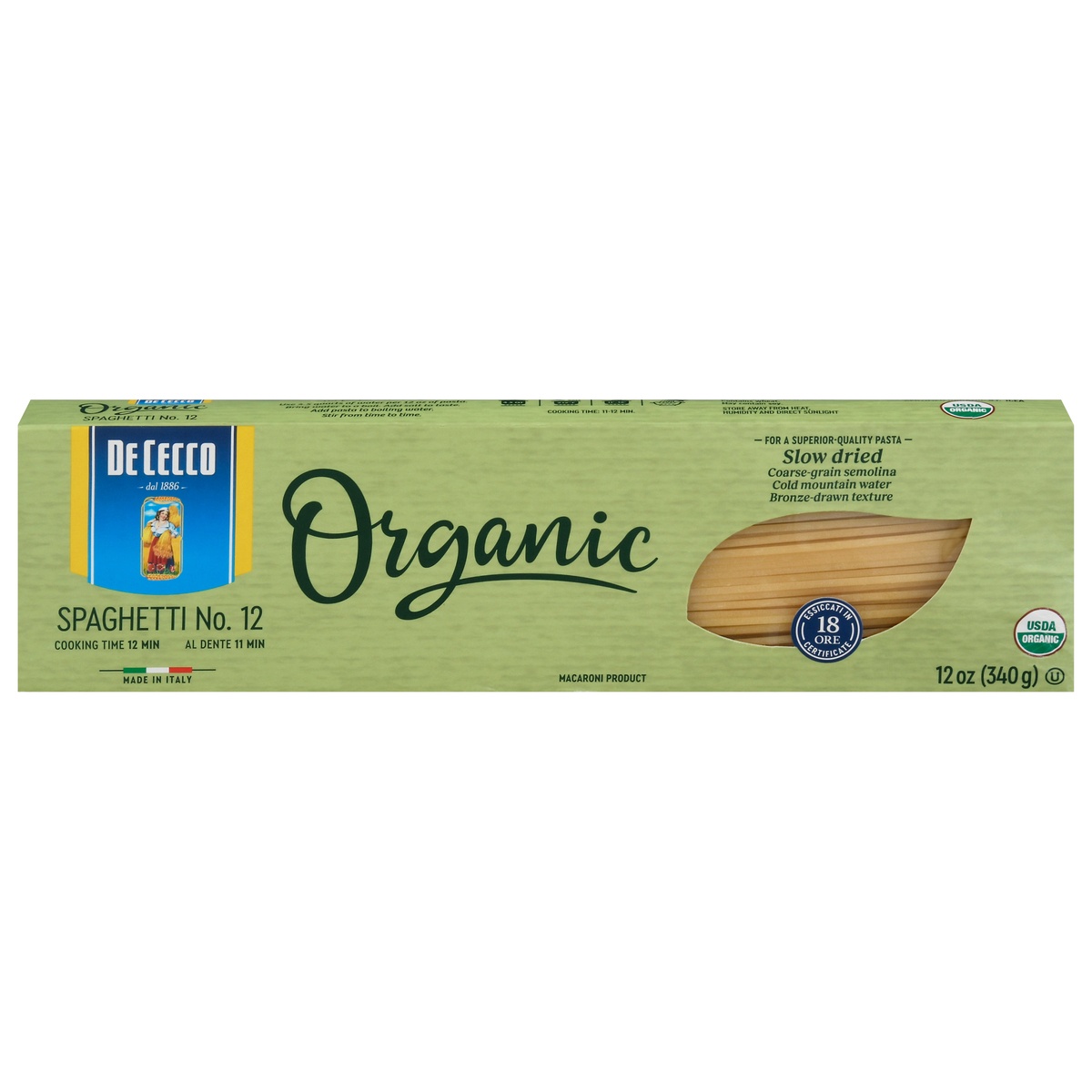 slide 1 of 1, De Cecco Spaghetti Organic Pasta, 12 oz