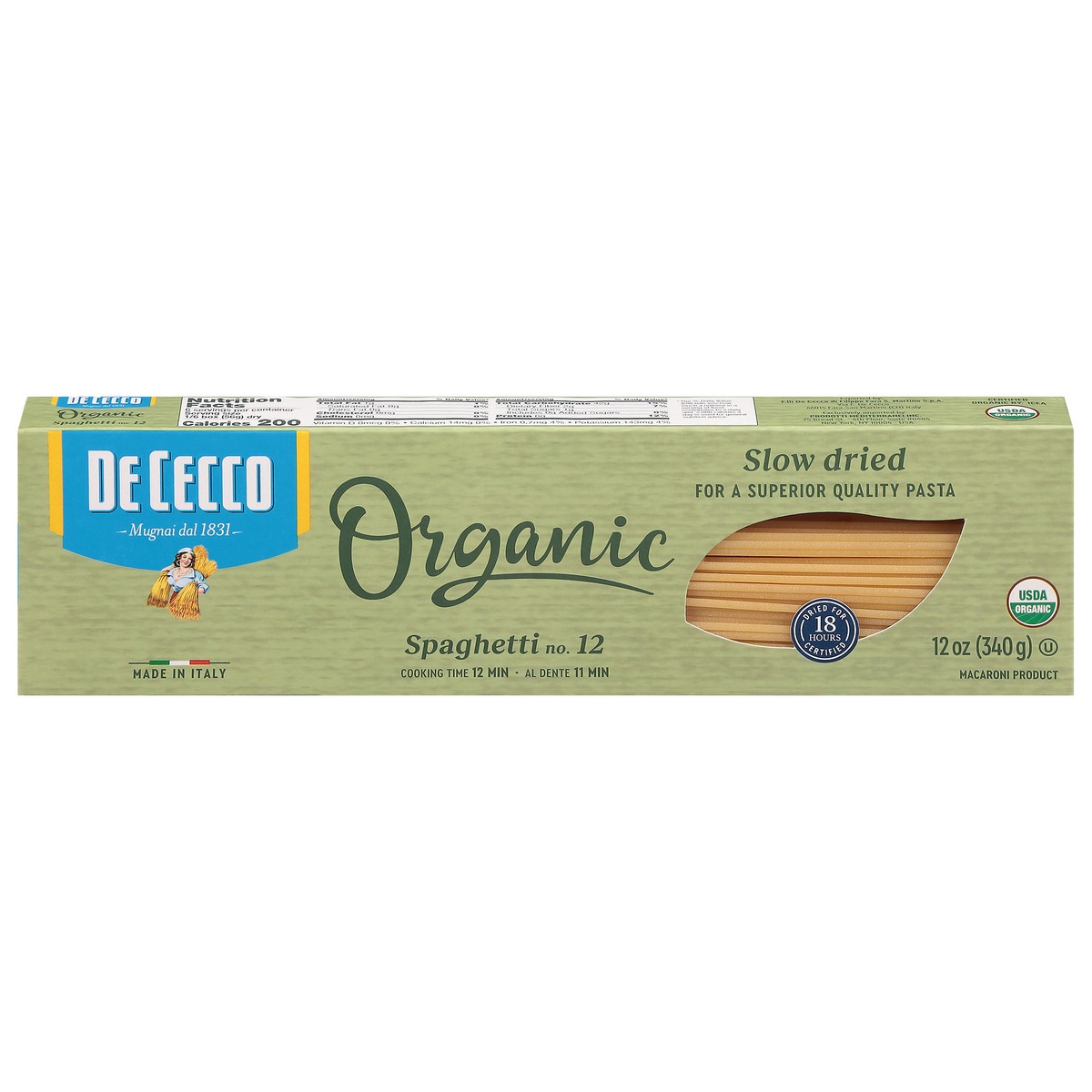 slide 1 of 14, De Cecco Spaghetti Organic Pasta, 12 oz