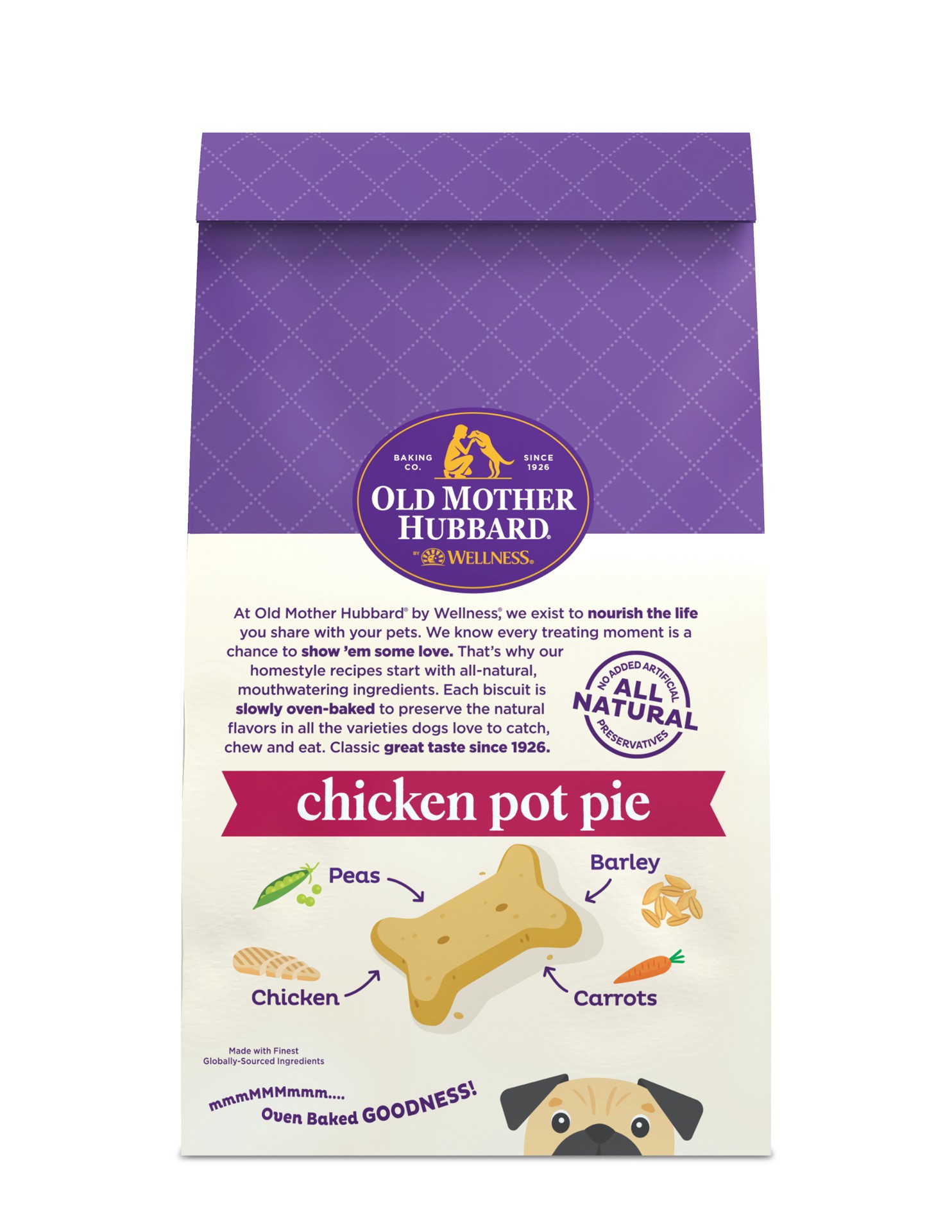 slide 3 of 4, Old Mother Hubbard Wellness Old Mother Hubbard Classic Chicken Pot Pie Natural Mini Oven-Baked Biscuits Dog Treats, 20 Ounce Bag, 1 ct