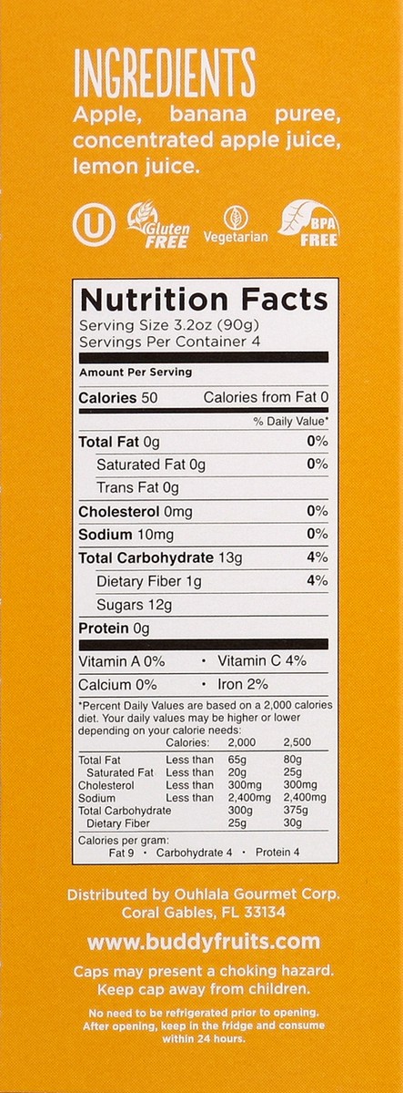 slide 2 of 4, Buddy Fruits Banana & Apple Blended Fruits 4 - 3.2 oz Pouches, 4 ct