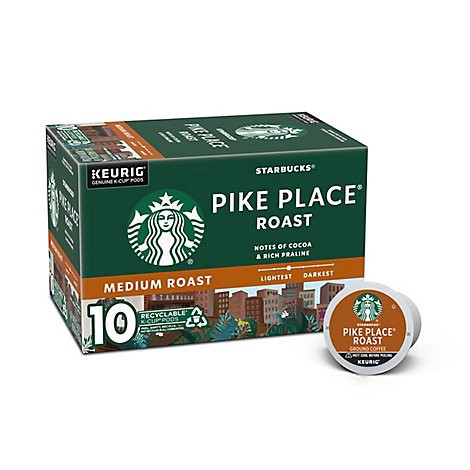 slide 1 of 1, Starbucks Pike Place Roast 100% Arabica Medium Roast K Cup Coffee Pods Box 10 Count - Each, 1 ct