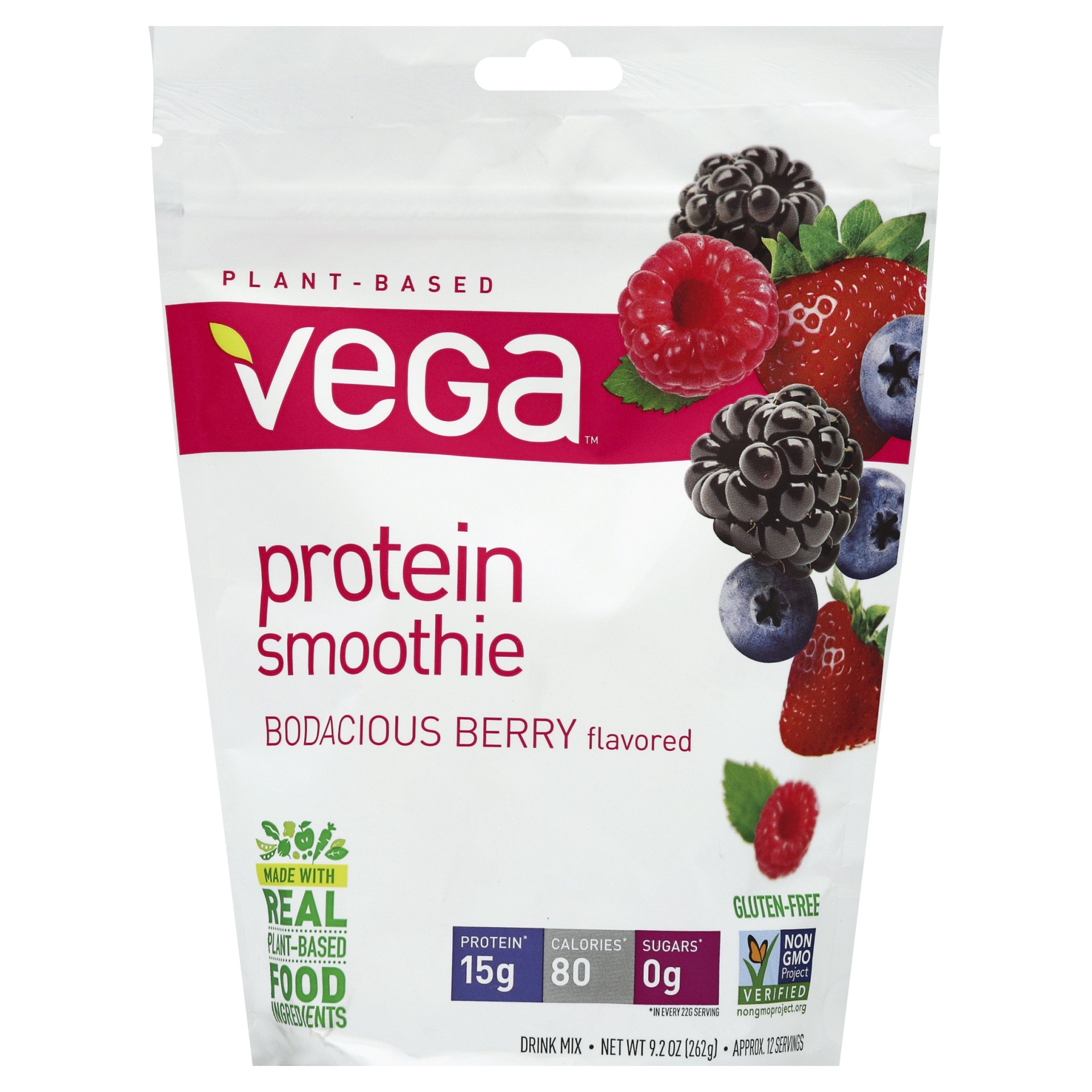 slide 1 of 6, Vega Bodacious Berry Flavor Protein Smoothie Instant Powder Drink Mix, 9.2 oz