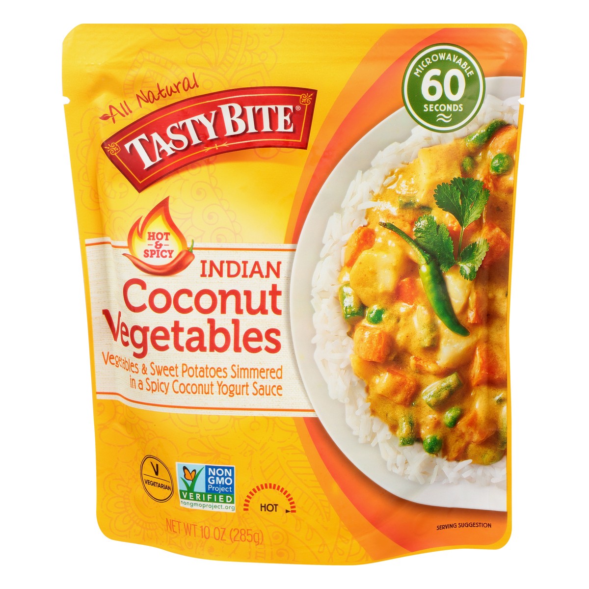 slide 1 of 1, Tasty Bite Coconut Vegetables Hot & Spicy Indian, 10 oz
