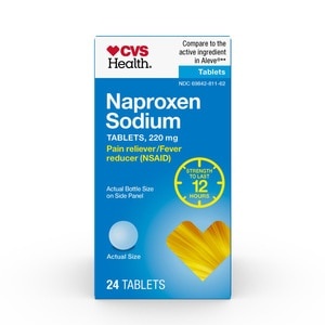 slide 1 of 1, CVS Health Naproxen Sodium Tablets 220 Mg, Pain Reliever/Fever Reducer, All Day Pain Relief, 24 Ct, 24 ct