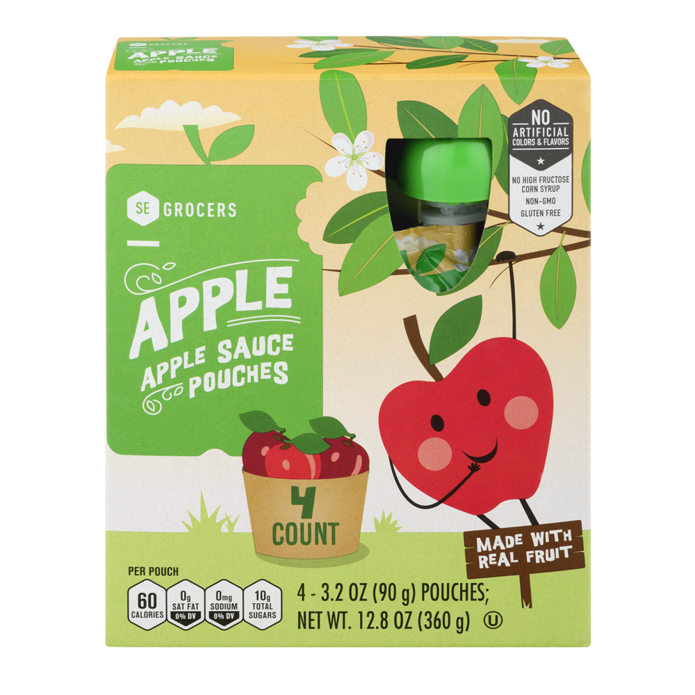 slide 1 of 1, SE Grocers Applesauce Pch Apple, 4 ct
