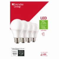 slide 1 of 3, Everyday Living 75W Soft White A19 LED Light Bulbs, 4 ct