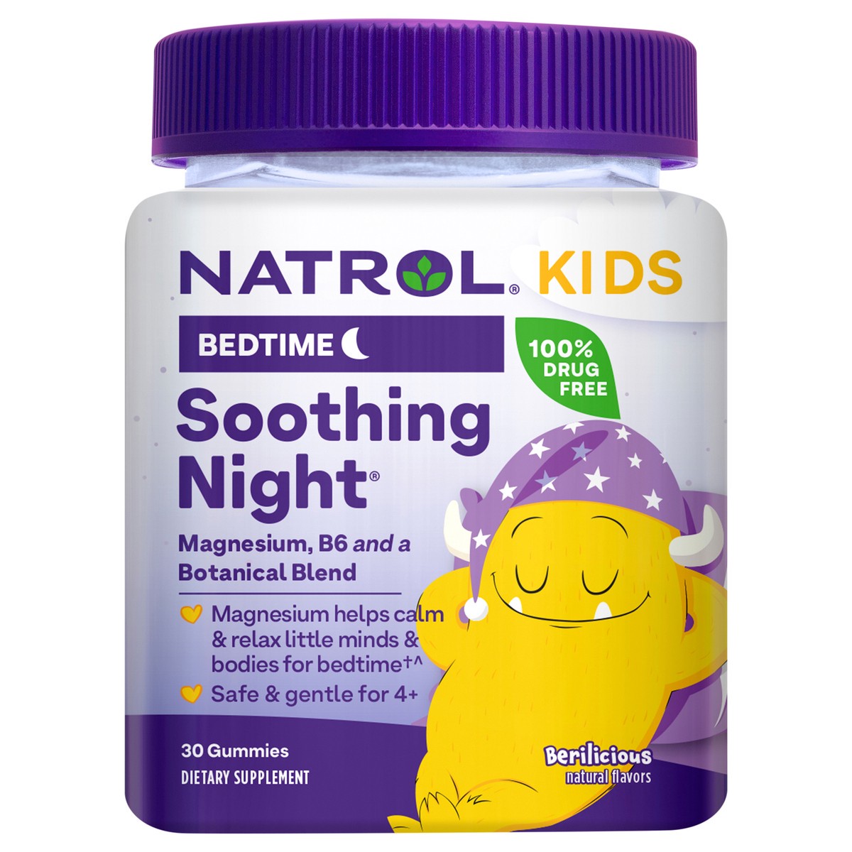 slide 3 of 7, Natrol Kids Soothing Night, Magnesium Gummies for Children, Nighttime Sleep Aid Supplements, 90 Berilicious-Flavored Gummies, 30 ct