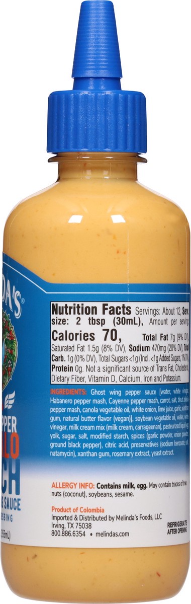 slide 9 of 14, Melinda's Creamy Spicy Ghost Pepper Buffalo Ranch Dipping Sauce and Dressing - 12 fl oz, 12 fl oz