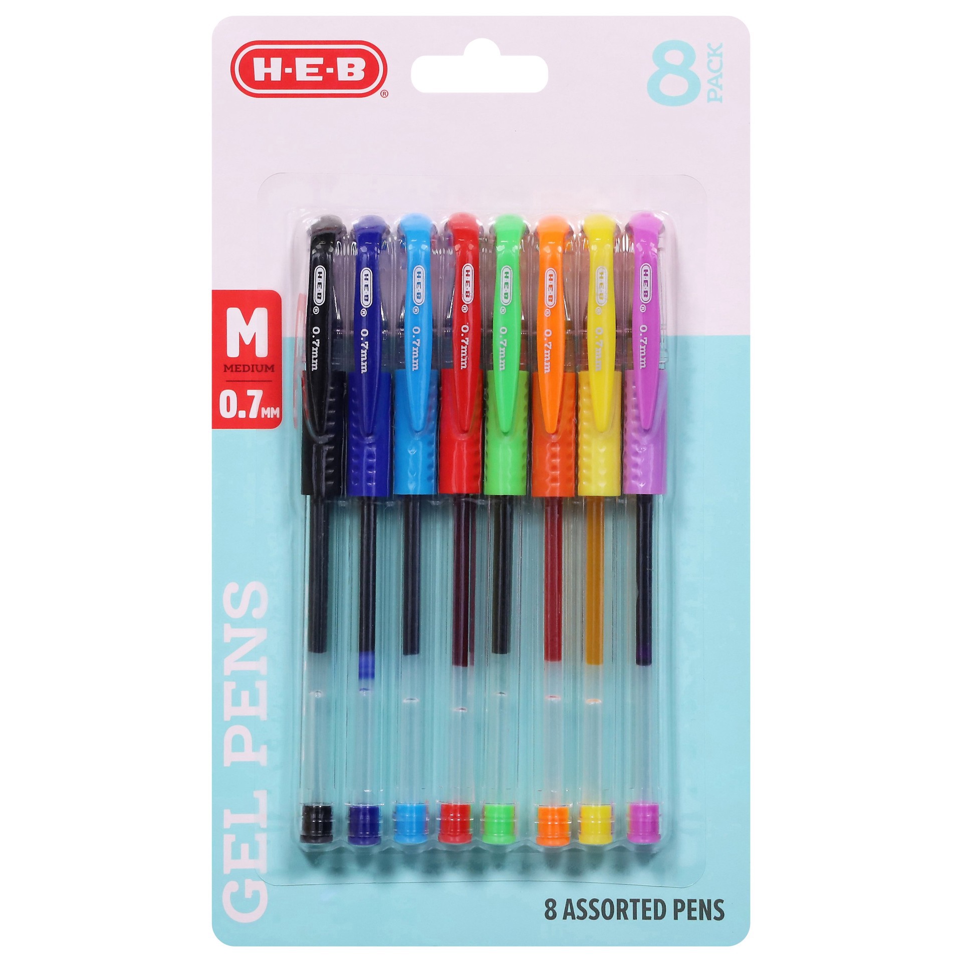 slide 1 of 1, H-E-B 0.7mm Fashion Gel Pens - Assorted Ink, 1 ct