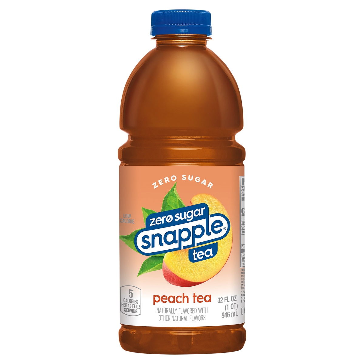 slide 1 of 2, Snapple Zero Sugar Peach Tea, 32 fl oz bottle, 32 fl oz