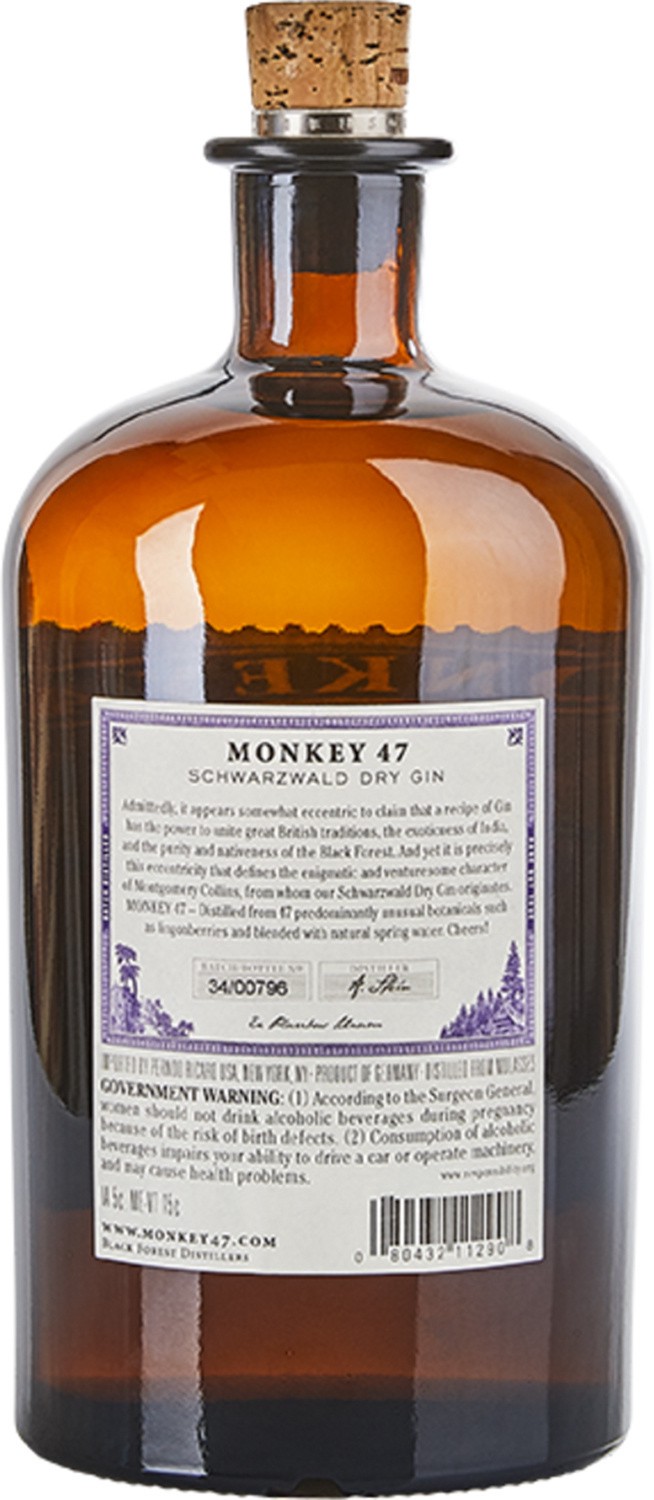 slide 6 of 10, Monkey 47 Gin Monkey 47 Schwarzwald Dry Gin 1L, 94 Proof, 1 liter