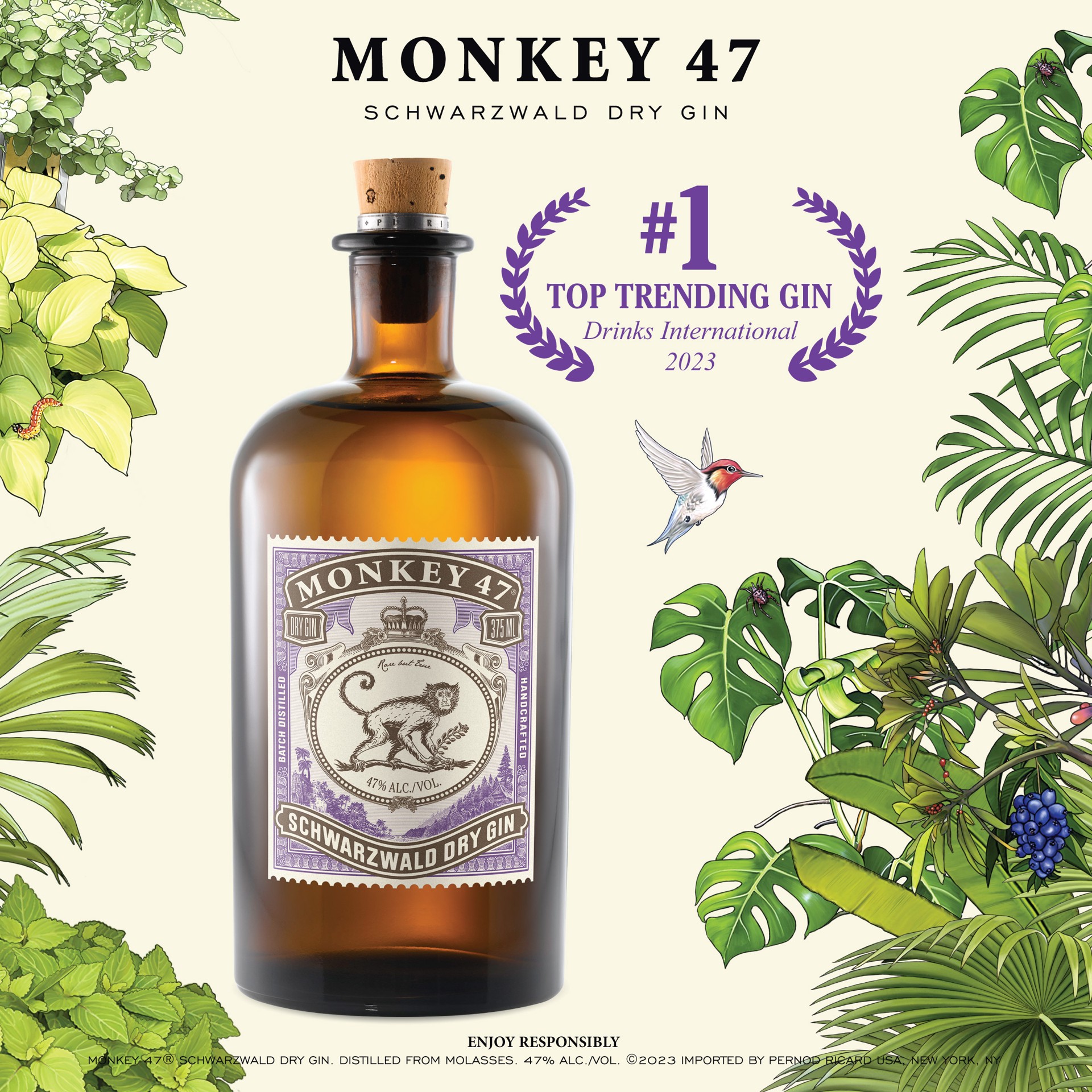 slide 3 of 10, Monkey 47 Gin Monkey 47 Schwarzwald Dry Gin 1L, 94 Proof, 1 liter