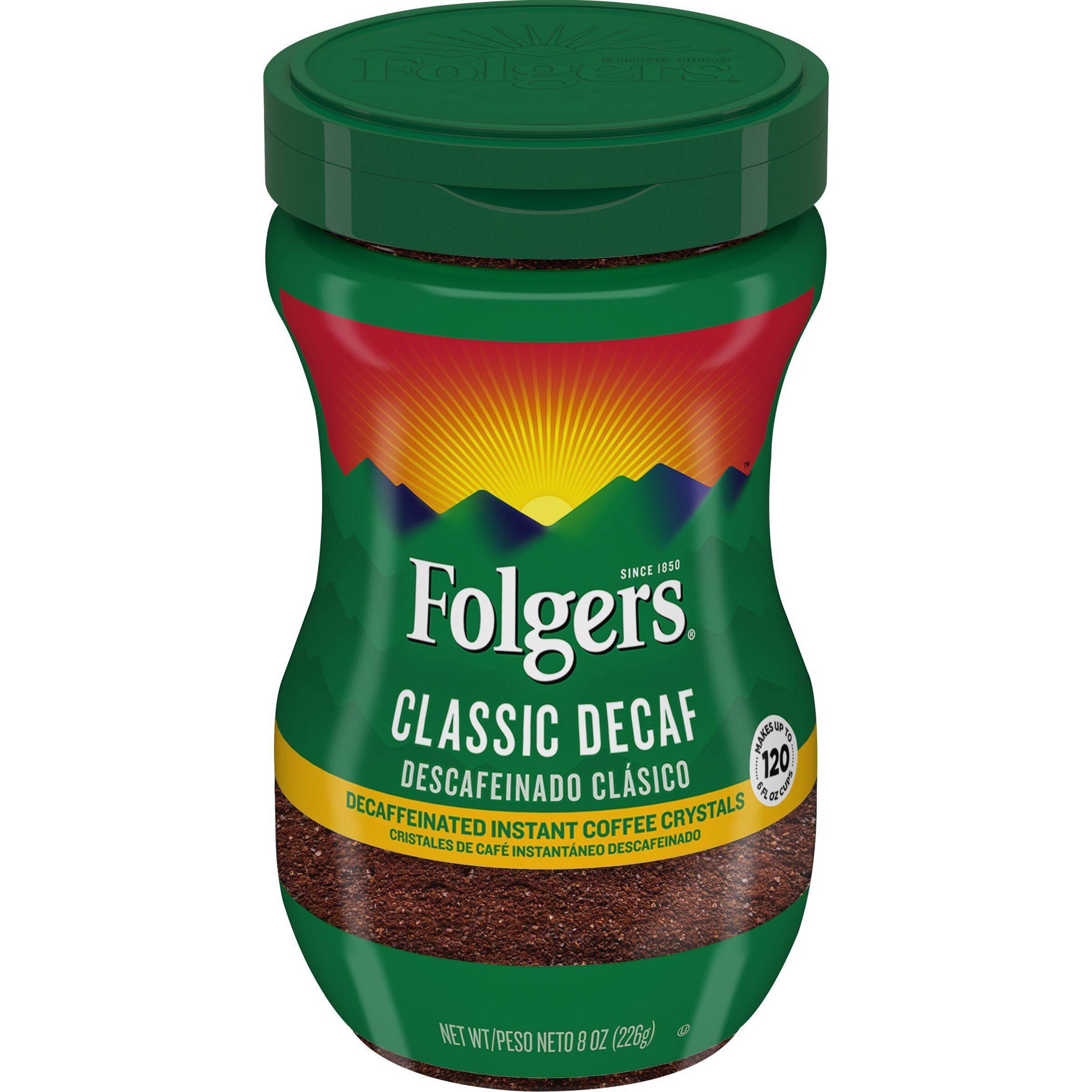 slide 1 of 21, Folgers Classic Medium Roast Instant Coffee - Decaf- 8 oz, 8 oz