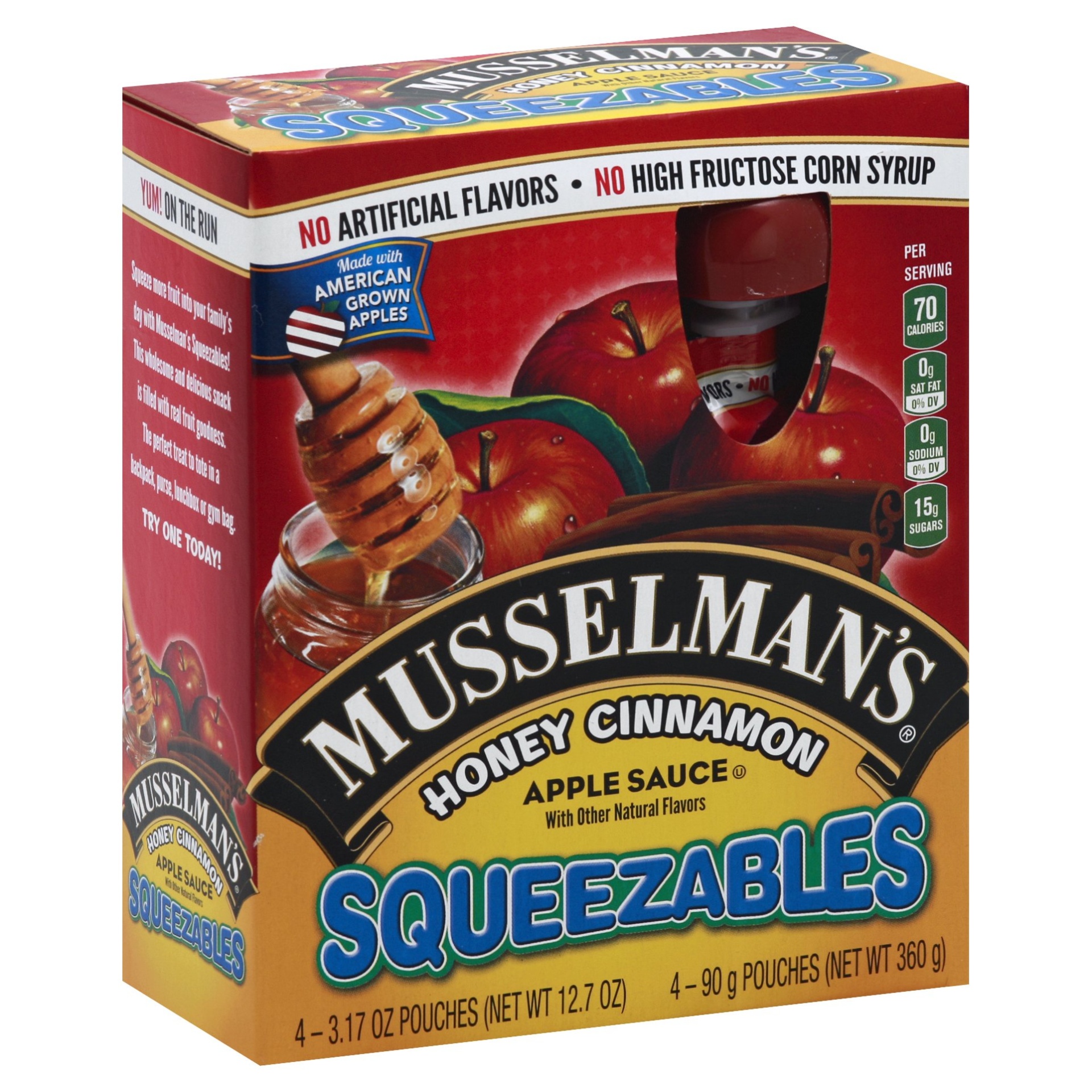 slide 1 of 4, Musselman's Squeezables Honey Cinnamon Apple Sauce, 4 ct; 12.7 oz