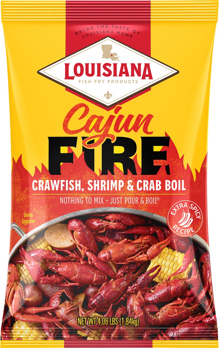 slide 9 of 9, Louisiana Fish Fry Products Extra Spicy Recipe Cajun Fire Crawfish, Shrimp & Crab Boil 4.06 lb, 4.06 lb