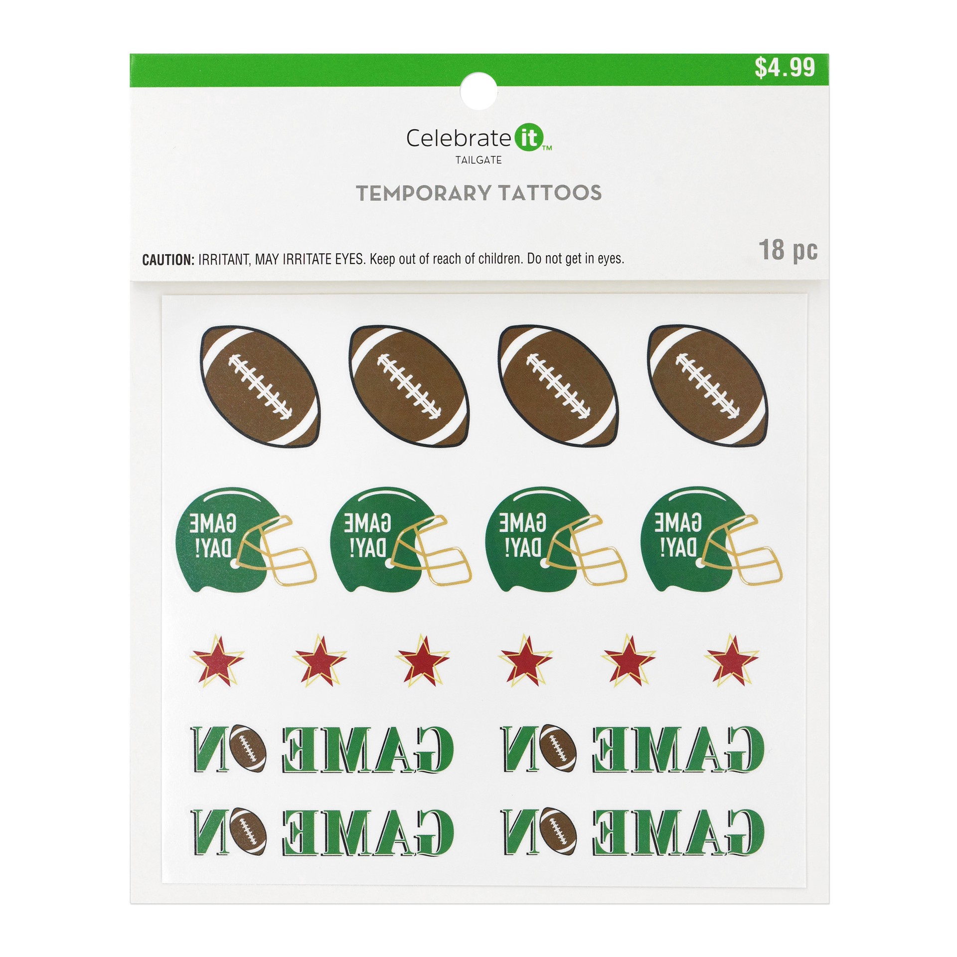 slide 2 of 3, Game Day Temporary Tattoos By Celebrate It, 5.5 in x 5.1 in