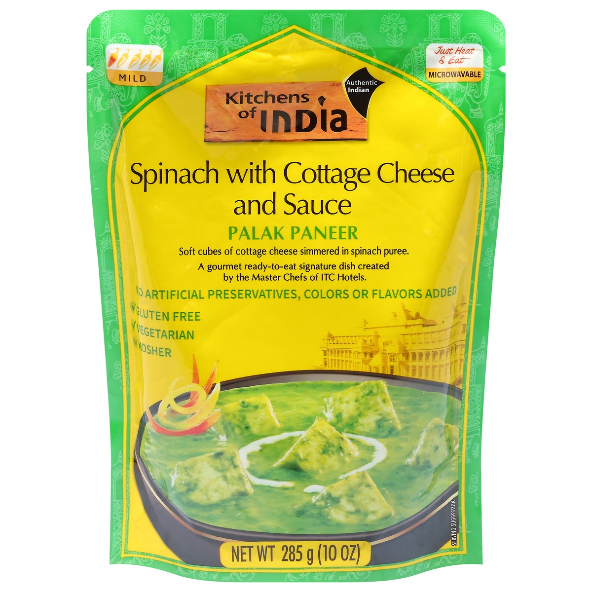 slide 1 of 2, Kitchens of India Mild Palak Paneer Spinach with Cottage Cheese and Sauce 10 oz, 10 oz