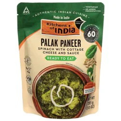 Kitchens of India Spinach with Cottage Cheese and Sauce Mild Palak Paneer 10 oz