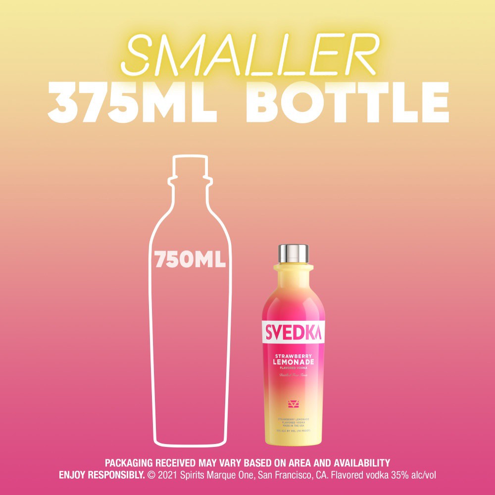 slide 5 of 7, SVEDKA Strawberry Lemonade Flavored Vodka, 375 mL Bottle, 70 Proof, 375 ml