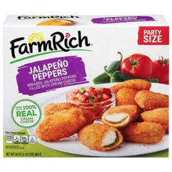 Farm Rich Breaded Jalapeno Peppers Stuffed with 100% Real Cream Cheese, 34 oz