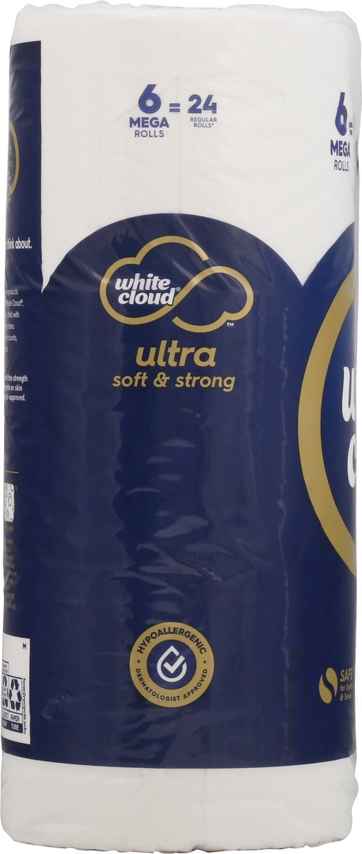 slide 6 of 8, White Cloud Bath Tissue, Unscented, Ultra, Soft & Strong, Mega Roll, 2-Ply, 6 ct