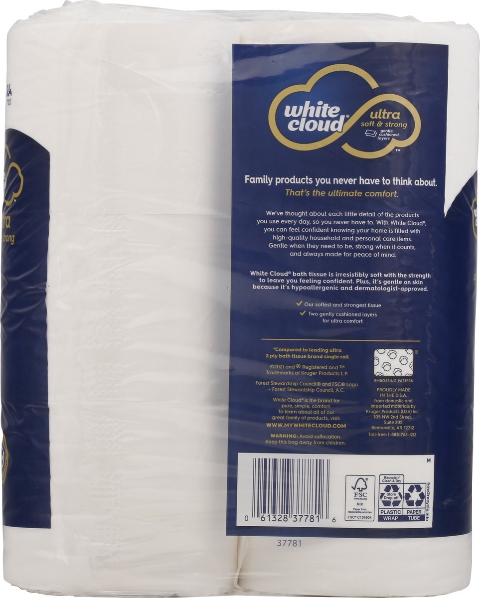 slide 2 of 8, White Cloud Bath Tissue, Unscented, Ultra, Soft & Strong, Mega Roll, 2-Ply, 6 ct