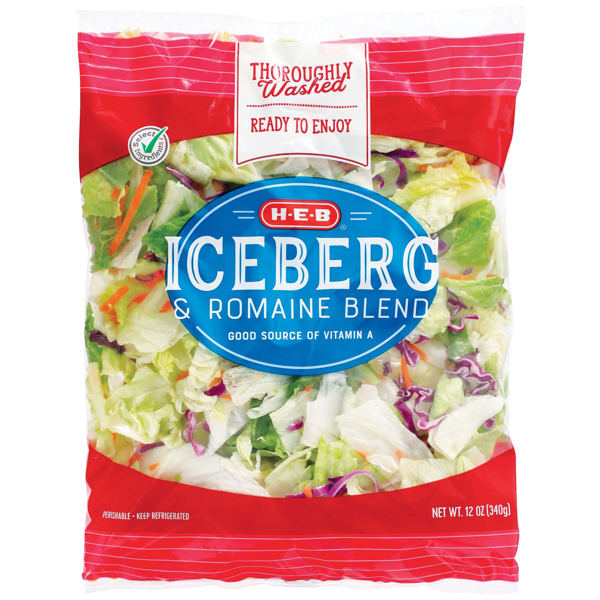 slide 1 of 1, H-E-B Iceberg & Romaine Blend, 12 oz