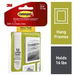 Command Picture Hanging Strips Large Value Pack 12 ea