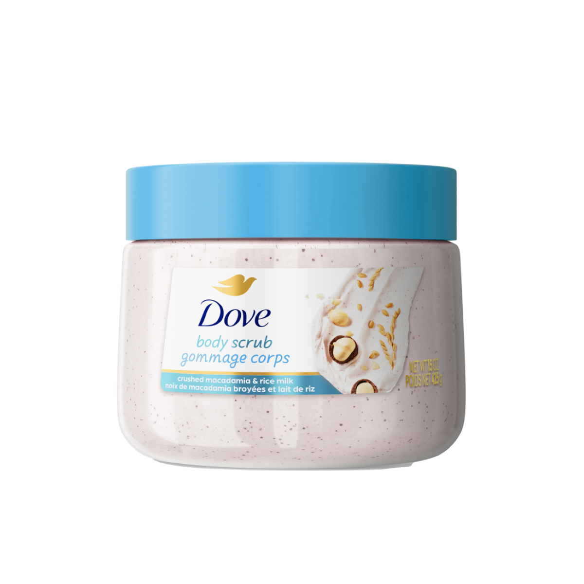 slide 4 of 21, Dove Scrub Macadamia Rice Milk 425 Gr - 425 GR, 425 gram