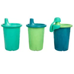 The First Years GreenGrown Reusable Spill-Proof Sippy Toddler Cups - Blue - 3 pk/10 oz
