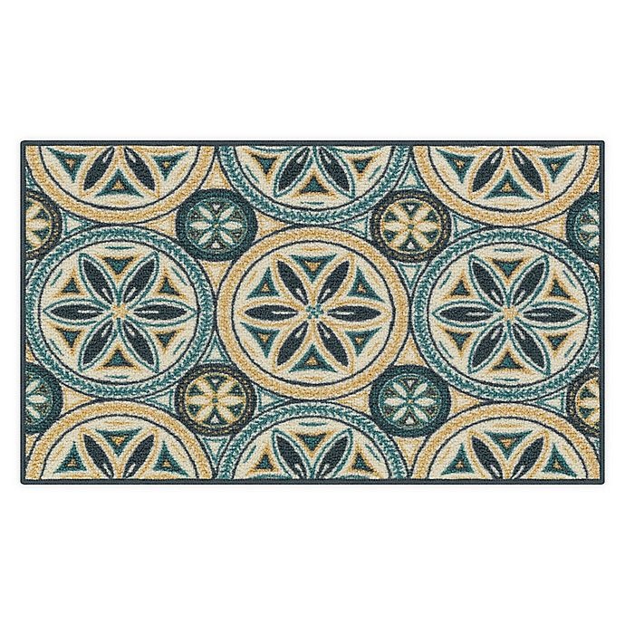 slide 1 of 1, Maples Spring Print Medallion 20 x 34'' Accent Rug - Blue'', 1 ct