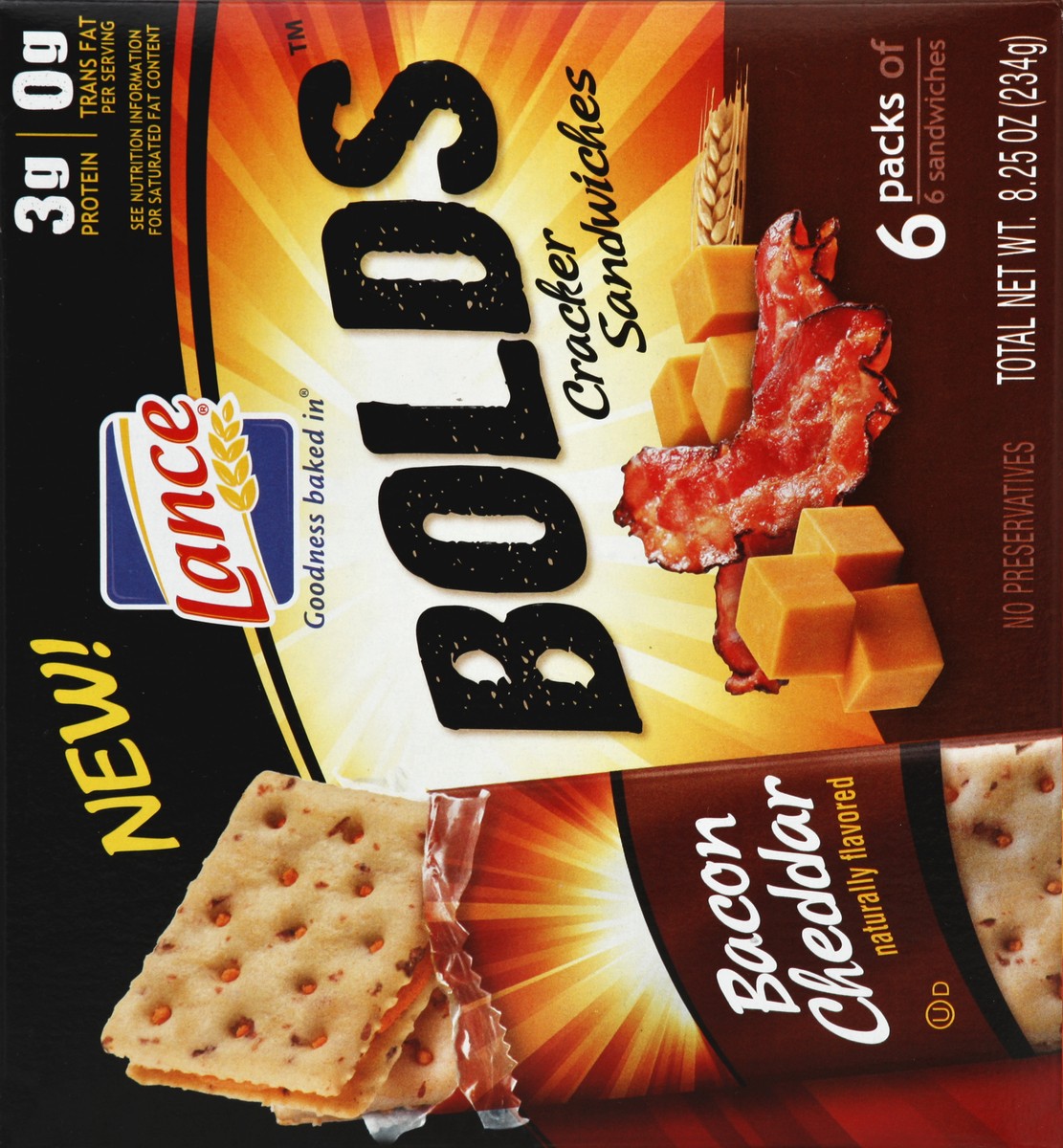 slide 5 of 5, Lance Bolds Bacon Cheddar Cracker Sandwiches, 8.25 oz