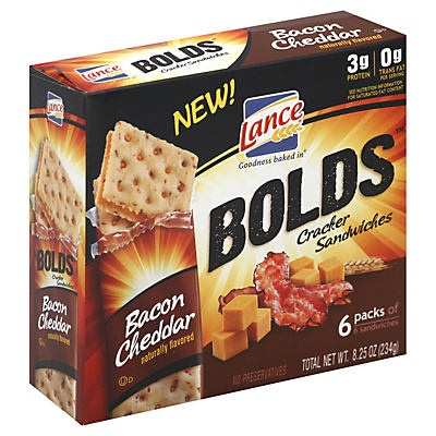 slide 1 of 5, Lance Bolds Bacon Cheddar Cracker Sandwiches, 8.25 oz