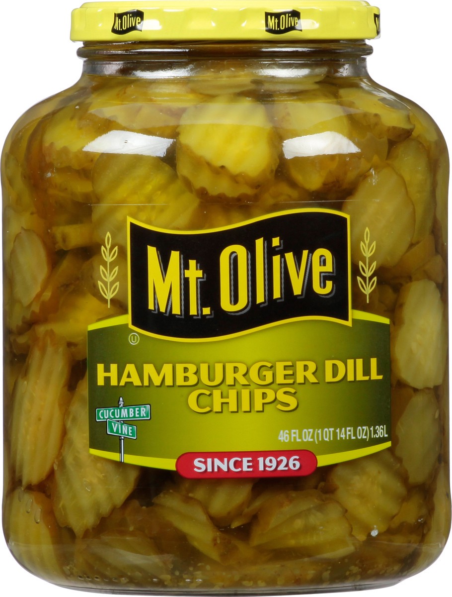 slide 7 of 9, Mt. Olive Hamburger Dill Chips Pickles 46 fl oz Jar, 46 fl oz