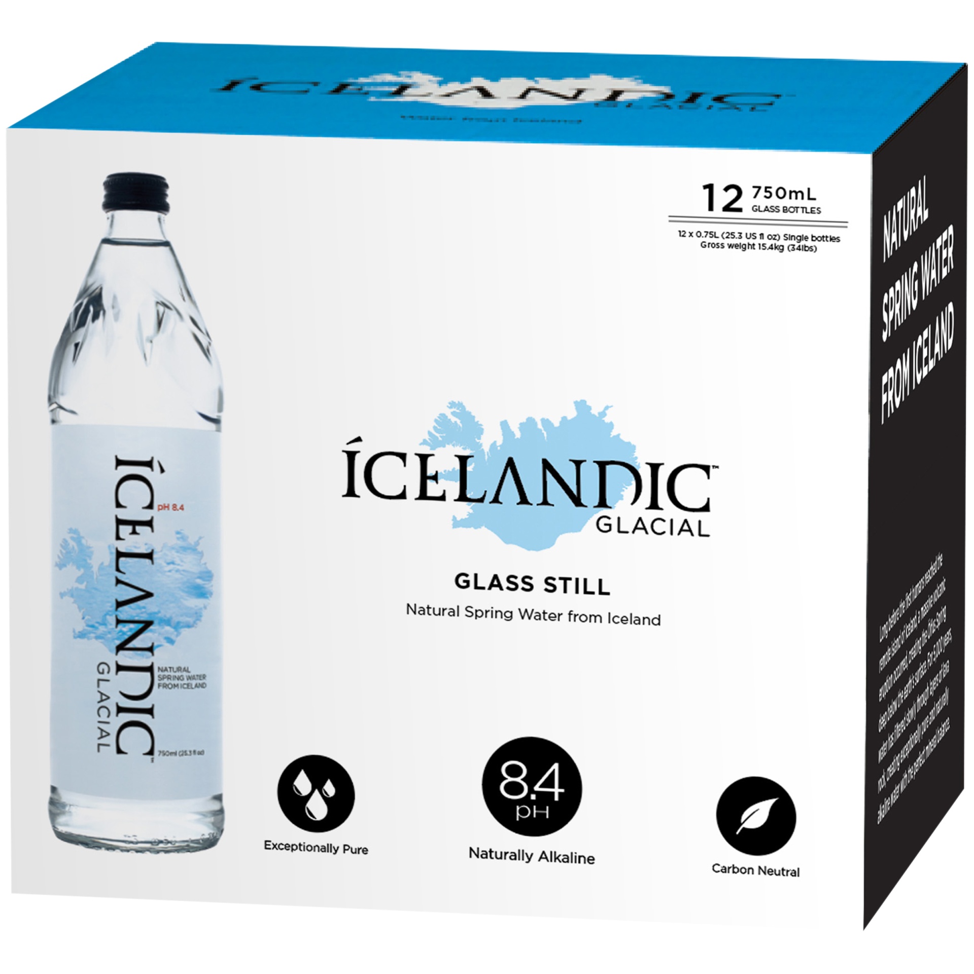 slide 1 of 1, celandic Glacial Natural Spring Water, 12 ct; 750 ml