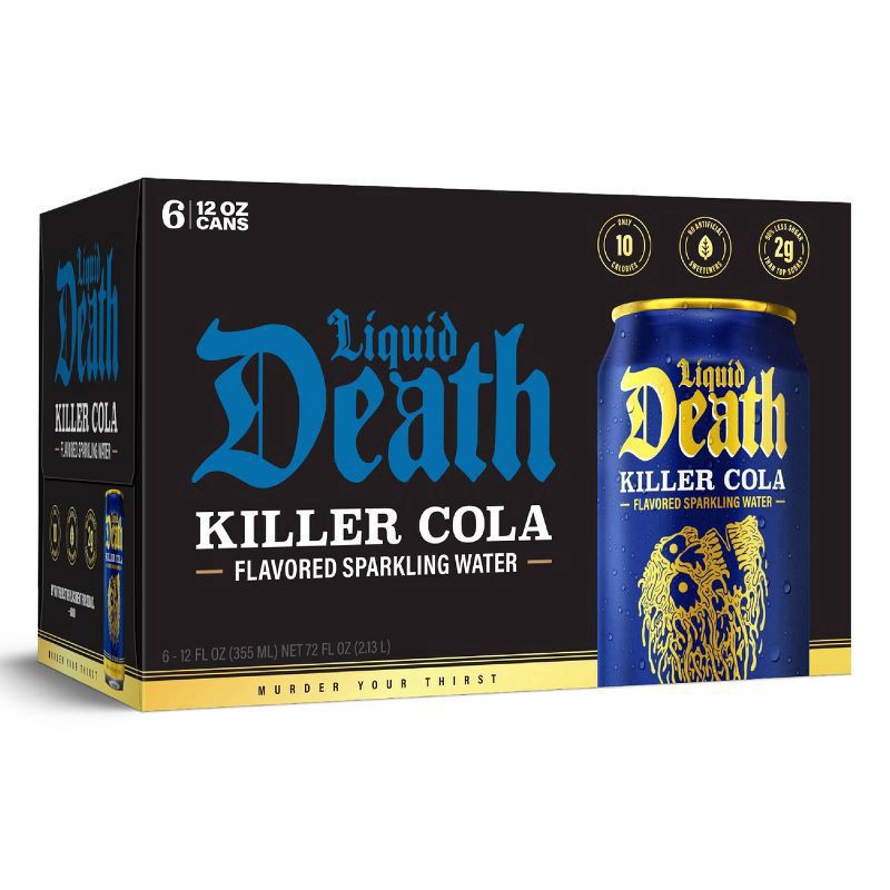 slide 2 of 6, Liquid Death Killer Cola 6-12fz - 6-12 FZ, 6 ct; 12 fl oz